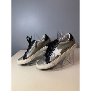 Vintage Havana Kids Glitter Star Sneakers Zip Gold Silver Shoes Size 3